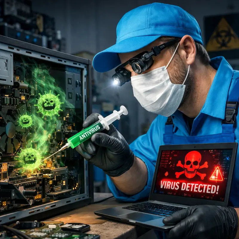Лечение компьютера от вирусов в Электростали на дому
